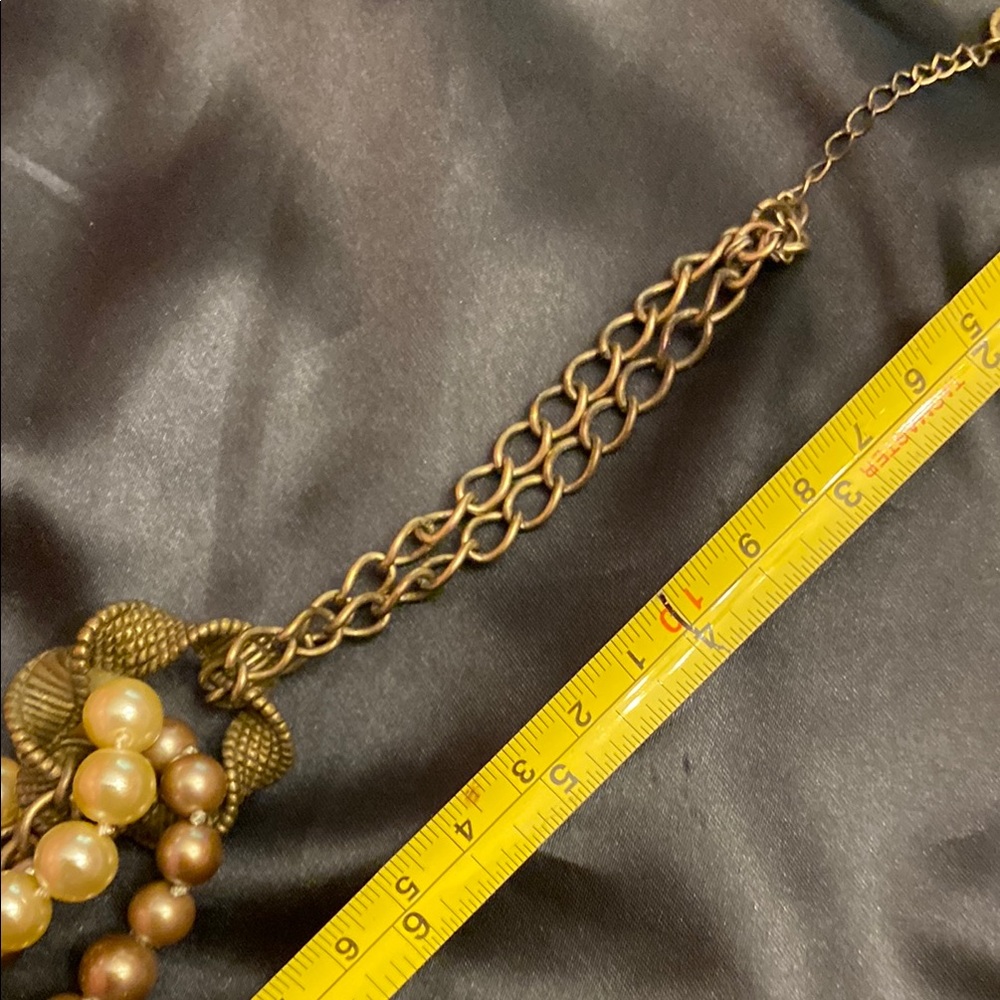 Talbots Elegant Silver, Pearl and Bronze Beaded Necklace - Picture 6 of 11